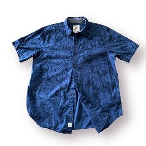 Fundamental Coast Floral Print button down Short Sleeve Shirt sz L